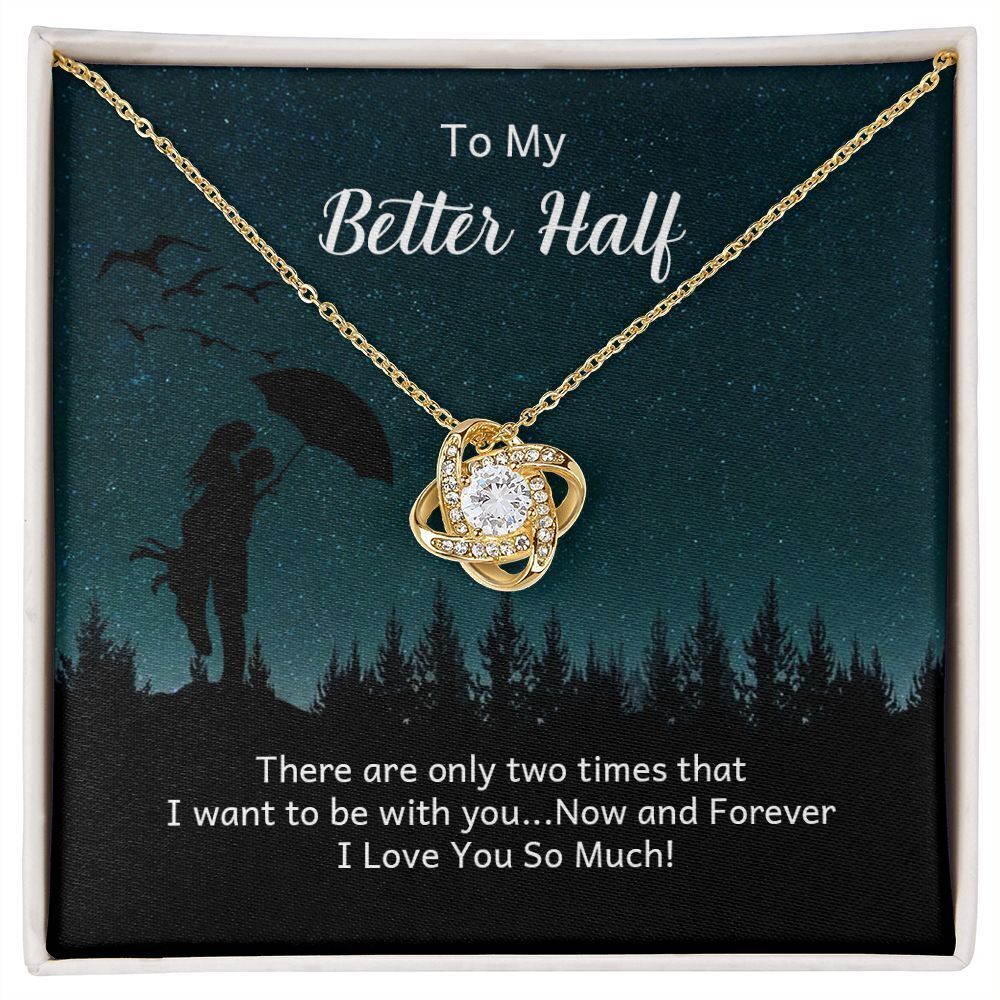 Better Half Only Two Times Infinity Knot CZ Necklace Gold Tone Standard Box